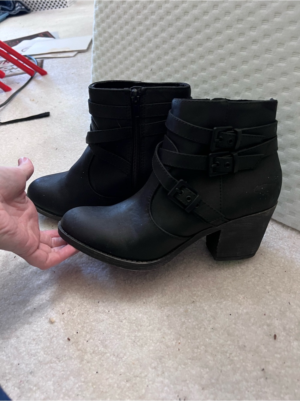Rocket Dog Black Strapped Block Heel Ankle Booties